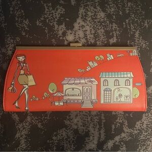 BEAN POLE LADY IN RED LARGE CLUTCH - ORANGE (NEW WITH TAGS)